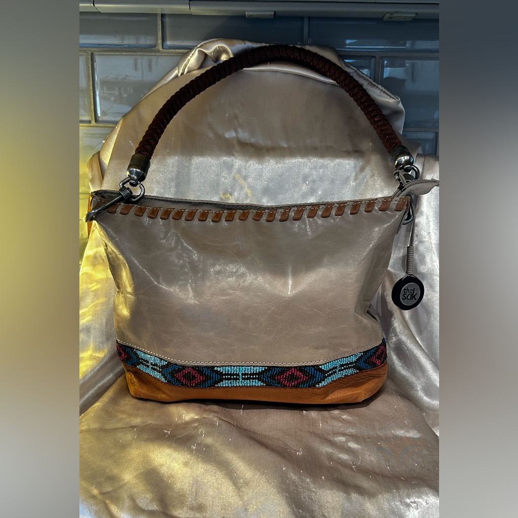 The Sak - Leather Handbag W/ Beaded Details New!